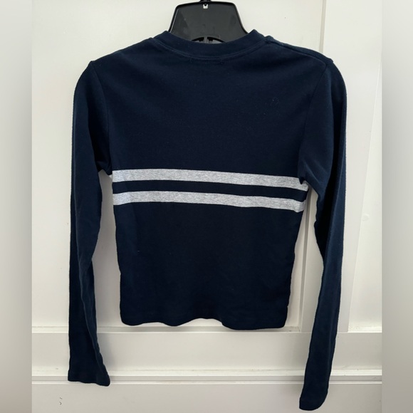 Brandy Melville striped long sleeve top.  Navy blue and white stripe. - Picture 3 of 5